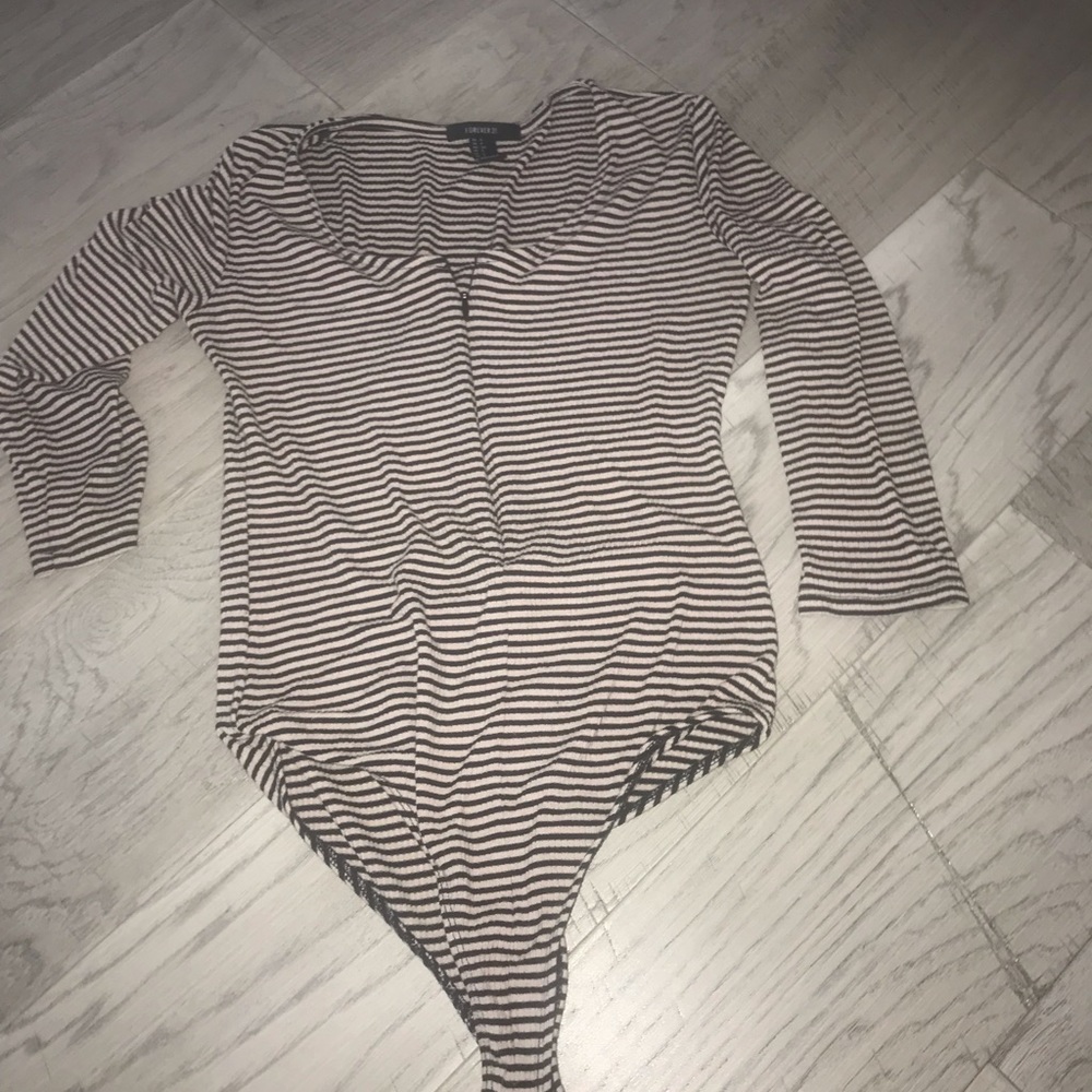Striped forever 21 bodysuit